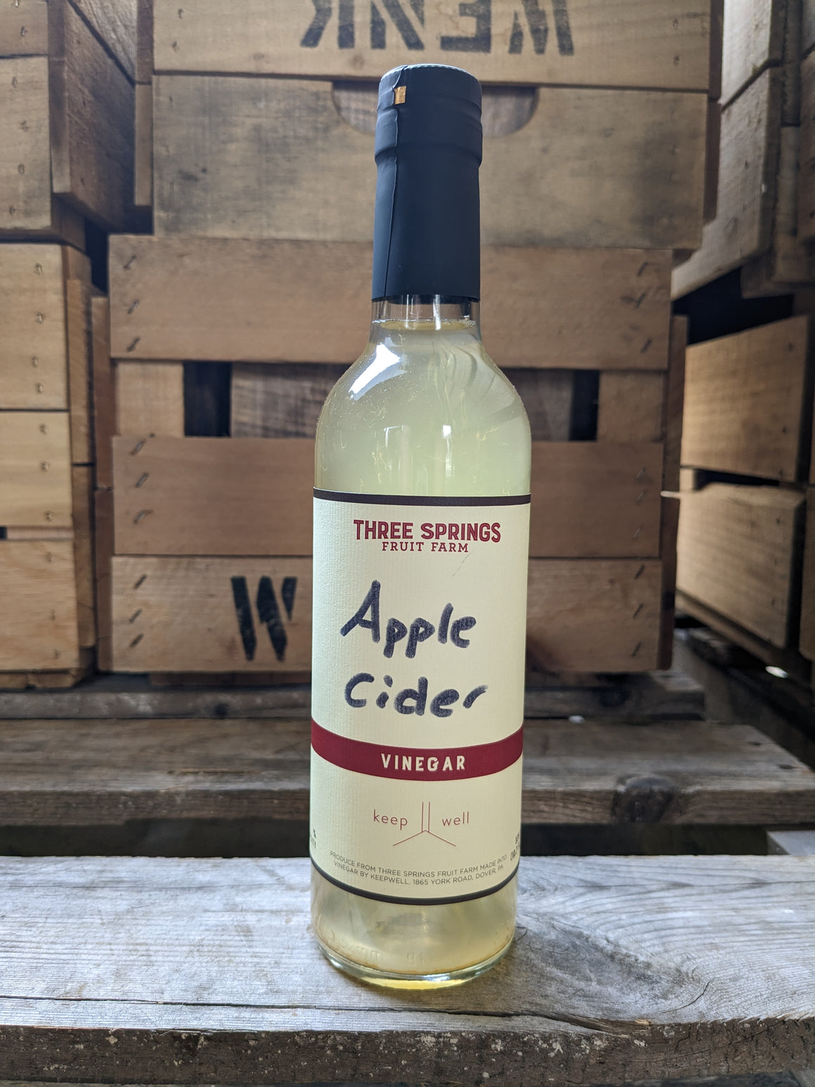 Three Springs Fruit Farm Apple Cider Vinegar. Made from Three Springs fresh pressed apple cider by Keepwell.
